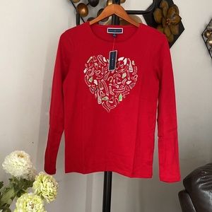 Karen Scott Women's Love-Knit Graphic-Print Top Red